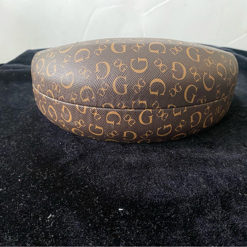 Guess Designer Brown Monogram Glasses Case